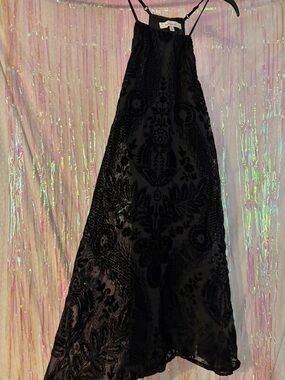Black Velvet Burnout Halter Dress size medium